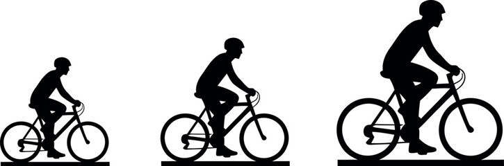 Obraz premium Evolution of cycling a silhouette progression depicting human and bicycle development over time
