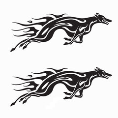 Naklejka premium Running Greyhound with Flame Effect Silhouette Vector Illustration