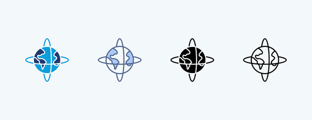 Satellite Orbit Multiple Icon Illustration Vector © Siti