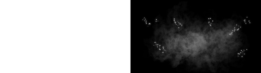 White mystical smoke with transparent background and black background © imak