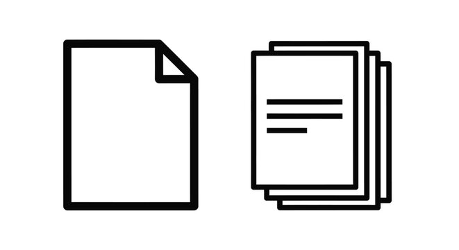 Two stacks of documents depicted in a simple black outline silhouette