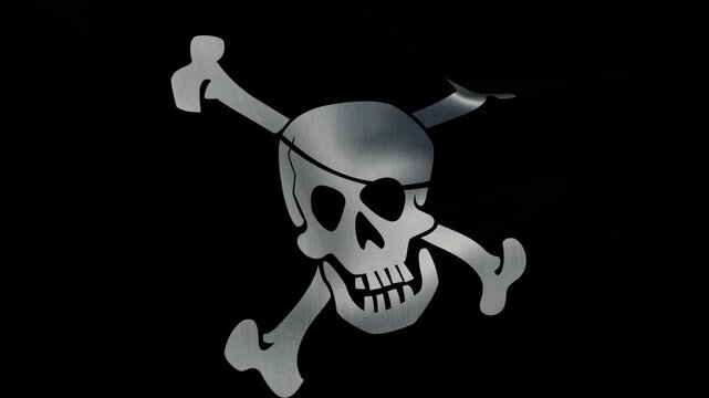A pirate flag with skull and crossbones fluttering on the alpha channel