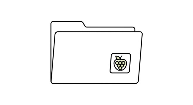 Folder Icon with Raspberry Pi Logo, Digital Organization and Technology Concept