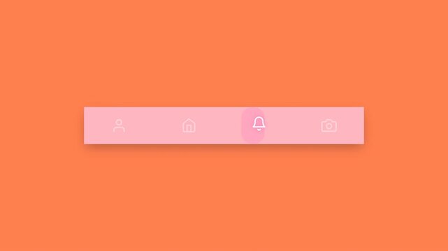 Bright Coral Orange Background Navigation Component Featuring Soft Pink Glowing Feedback On Selection For Trendy Lifestyle Mobile Applications And Modern User Interface Presentations 4K UHD
