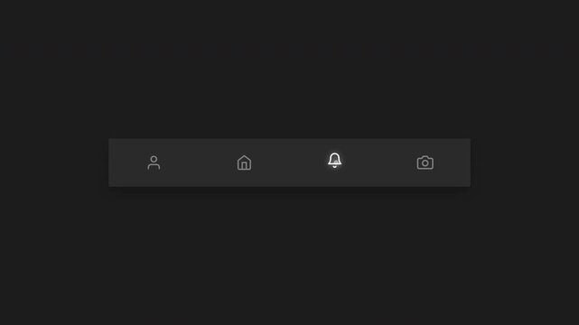 Classic Black Background Minimalist Selection Bar With White Glowing Avatar Active State For Clean Dark Mode Software Dashboards And Professional Mobile Application Prototyping 4K UHD