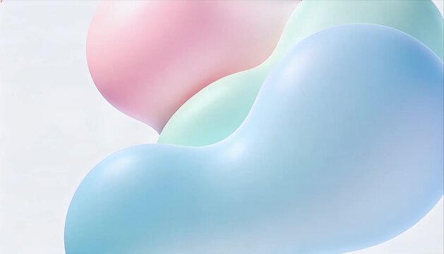 Abstract pastel background with smooth blue pink and mint shape, clean light background for modern design, pastel abstract background with soft gradient bubble shape and smooth curve, pastel balloon