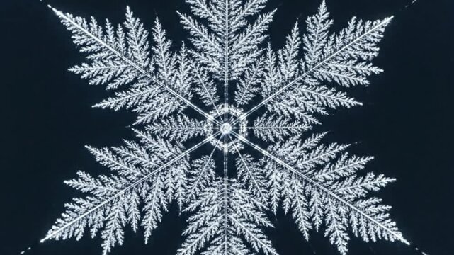 Close-up Macro Snowflake Crystal Intricate Geometric Symmetry, Winter Beauty