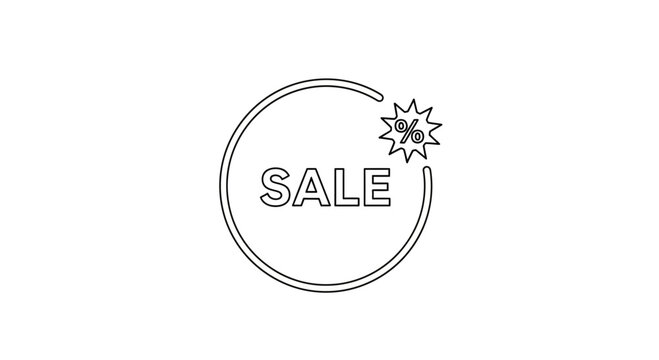 Sale Discount Tag with Percentage Symbol, Circular Frame, Retail Promotion