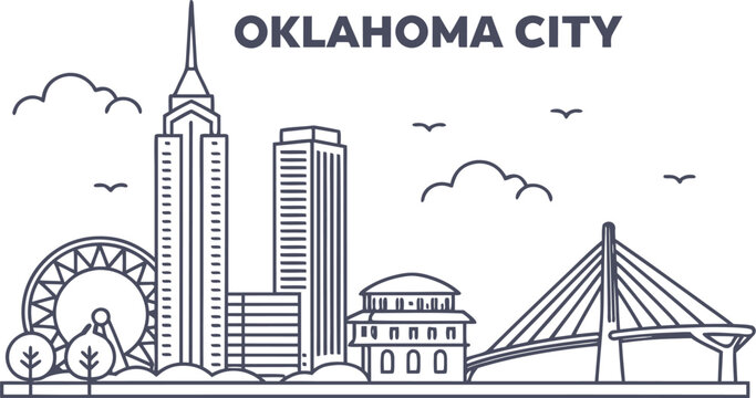 Minimalist Oklahoma City silhouette. Vector skyline graphic for design assets