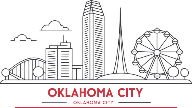 Oklahoma City skyline vector illustration. Clean urban silhouette for travel posters