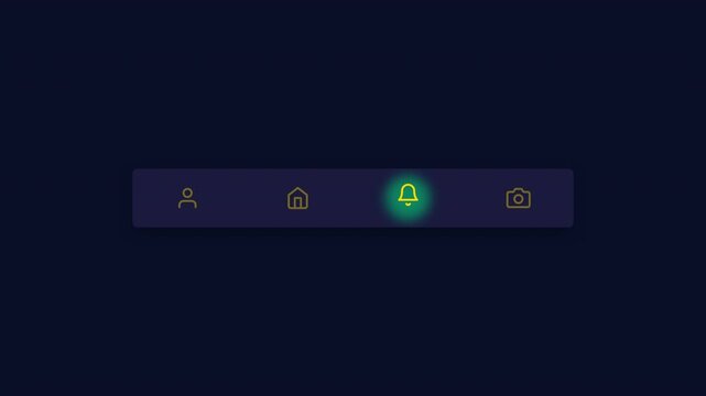 Midnight Blue Background High Contrast Navigation Bar Component With Cyan Glowing Avatar Selection For Modern Dark Mode Mobile App Prototyping And Tech Industry Software Presentation 4K UHD