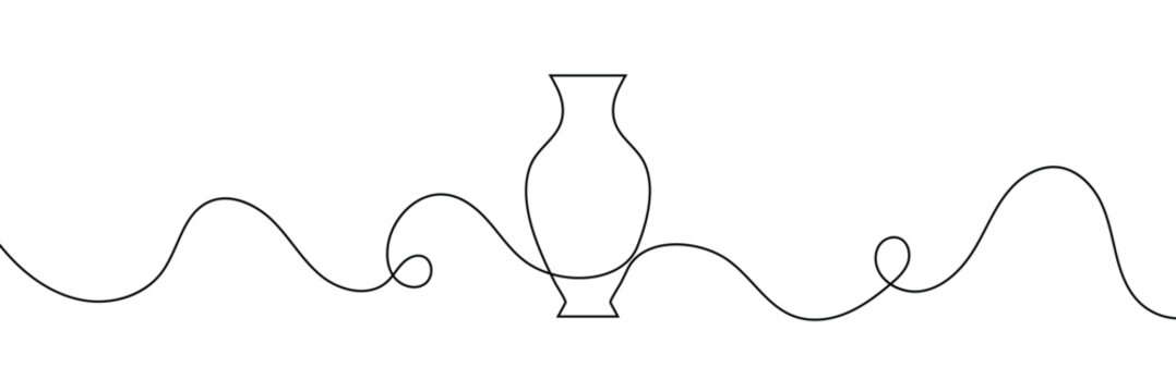 Continuous line drawing of vase. One line drawing background. Vector illustration. Linear drawing of a vase . Vector Illustration . EPS 10 .