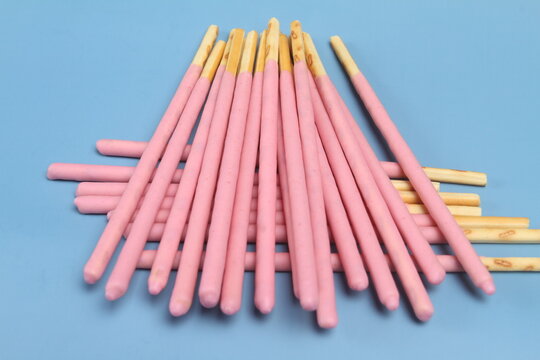 close up creamy sweet biscuits stick