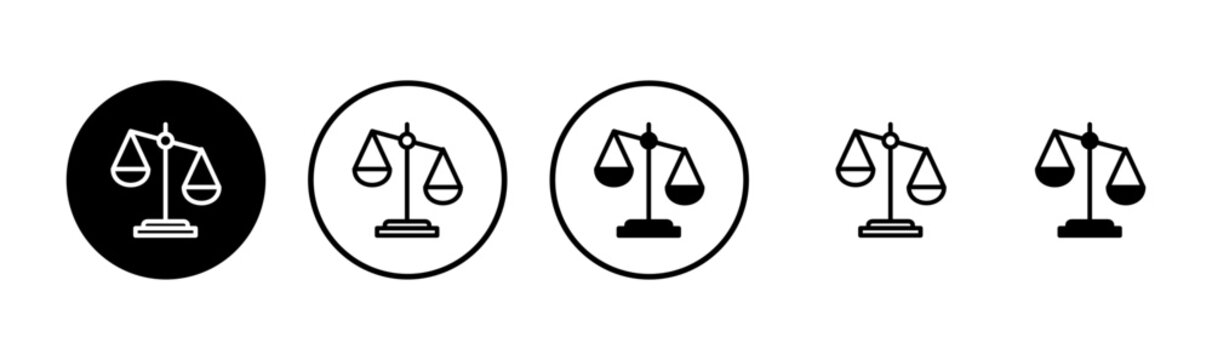 Scales icon logo design. Law scale icon. Justice sign and symbol