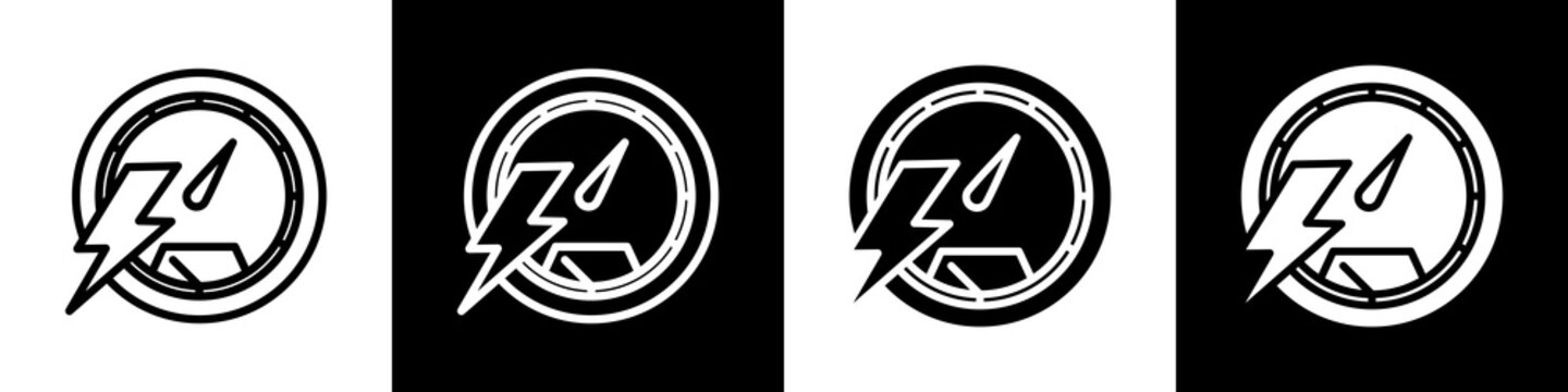 Speedometer black and white icon design concept