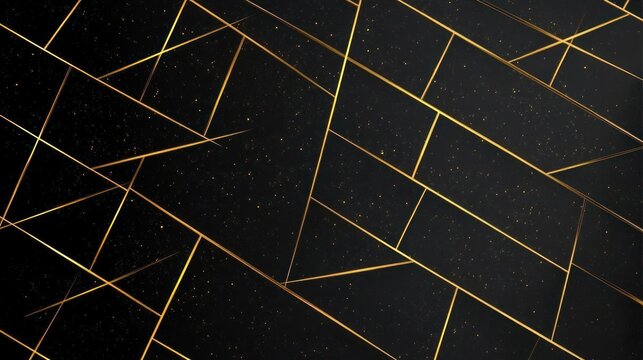 black textured background with intersecting gold geometric lines and scattered gold specks conveying an elegant luxurious and sophisticated mood