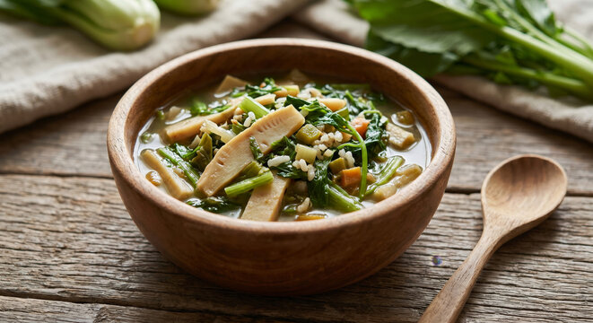 Healthy Mizo Bai Vegetable Stew with Bamboo Shoots. A simple, organic, and oil-free vegetable stew made with local herbs and bamboo shoots from the hills of Mizoram.