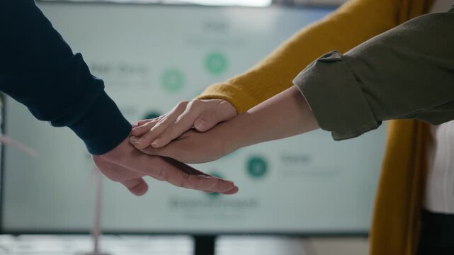 ESG,empathy,partnership and Social connection.Business people join hands together for CSR,corporate social responsibility.World environment day.Global community teamwork.Charity,volunteer, partnership