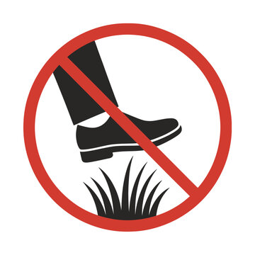Please stay off the lawn prohibited keep off the green grass forbidden stepping sign warning symbol clean vector illustration on white background