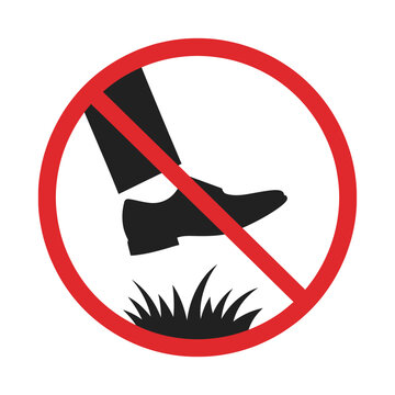 Prohibited keep off the lawn grass no stepping sign warning symbol for garden and park restriction clean modern vector illustration