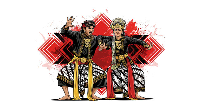 Traditional Dancers in Colorful Costumes Performing.