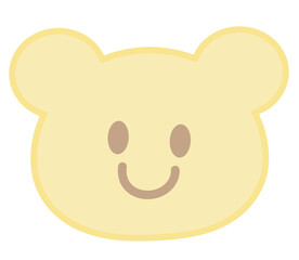 Illustration of yellow teddy bear head shape for plush toy, kid doll, childhood, youth, department store, animal, sticker, cartoon, character, comic, mascot, sticker, patch, pin, brooch, zoo, souvenir © PPCREATIVES
