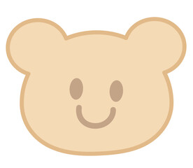 Illustration of brown teddy bear head shape for plush toy, kid doll, childhood, youth, department store, animal, sticker, cartoon, character, comic, mascot, sticker, patch, pin, brooch, zoo, souvenir © PPCREATIVES