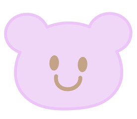 Illustration of purple teddy bear head shape for plush toy, kid doll, childhood, youth, department store, animal, sticker, cartoon, character, comic, mascot, sticker, patch, pin, brooch, zoo, souvenir © PPCREATIVES