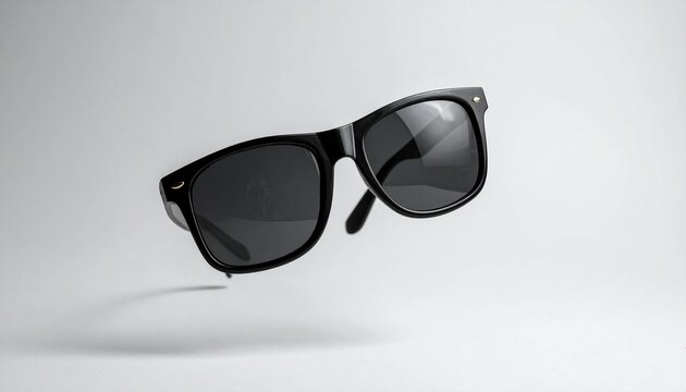 Stylish sunglasses floating gracefully, embodying a sense of modern chic and summer relaxation. The sunglasses exude a timeless appeal and sophistication
