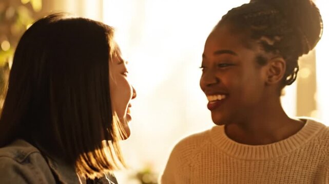 Best friends forever sharing a joyful moment in warm golden light
