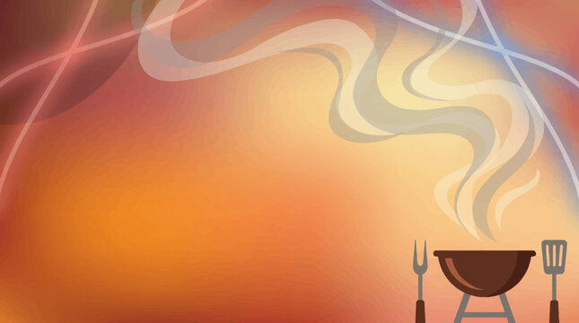 Warm Gradient BBQ Grill and Smoke Background for Cookout Event Vector