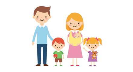 Obraz premium Happy Family Cartoon Illustration.