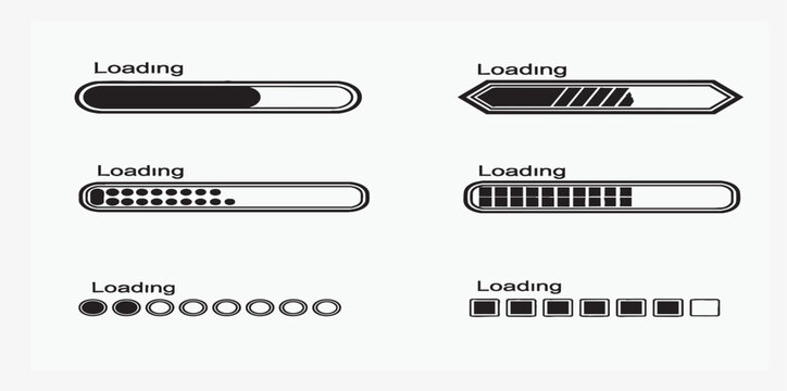 Minimalist Loading Progress Bar UI Vector Set