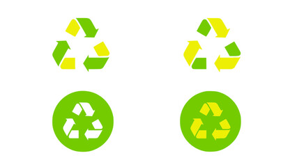 Obraz premium Green recycle icons in multiple shapes and styles.