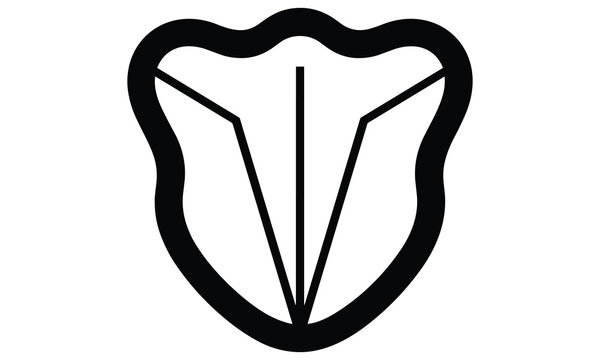 Vector graphic illustration of a stylized shield or crest with a unique design and bold lines creating a modern protective symbol