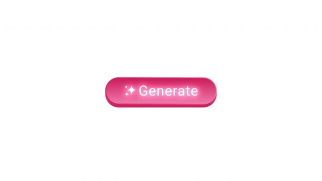 Pink AI Generate Button Glossy Neon UI CTA Icon for Web and App Interface Design