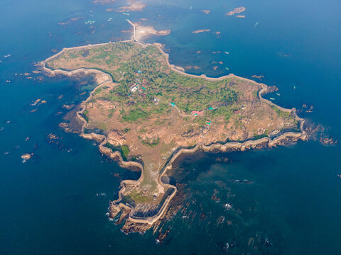 Aerial View of Sindhudurg Fort in Arabian Sea at Malvan, Maharashtra, India
