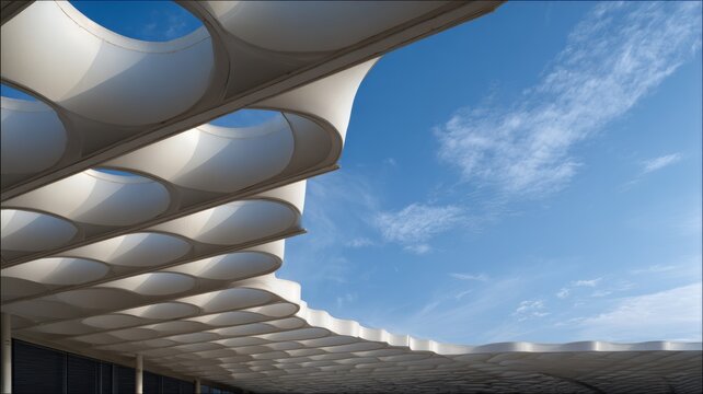 Repeating roof structures modern architecture, minimal composition