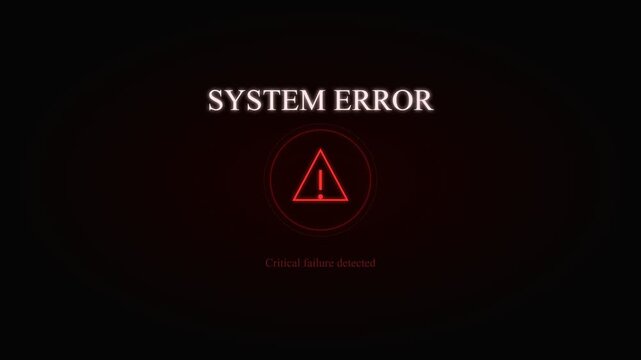 System error notification with red warning sign triangle
