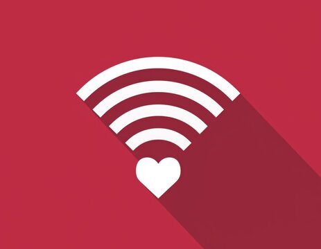 Wifi signal icon with a heart symbol, love connection concept