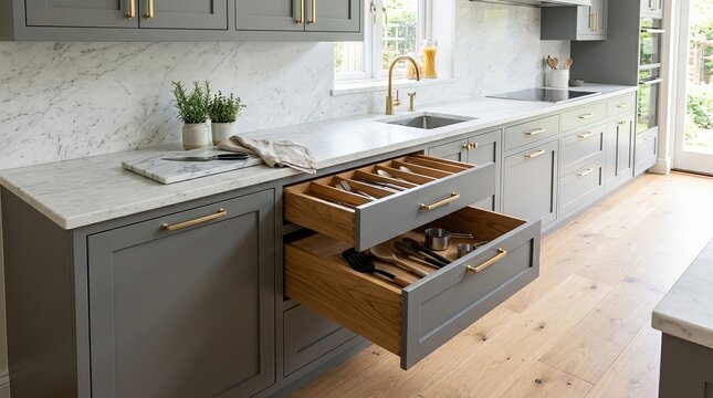 Seamless blend of classic and contemporary elements in a high-end kitchen.