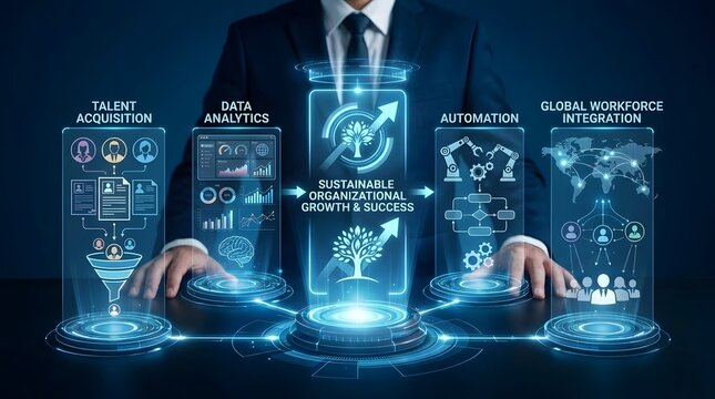 Innovative human resources management strategy prioritizing professional recruitment with sophisticated analytics and automated workforce integration to ensure sustainable corporate growth.