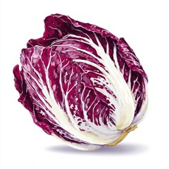 Obraz premium Vibrant Red Radicchio Vegetable Isolated on White Background With Detailed Leaf Texture