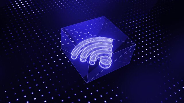 white color 3d glowing wifi animated logo motherboard with plexus hi tech futuristic design black technology 3D background