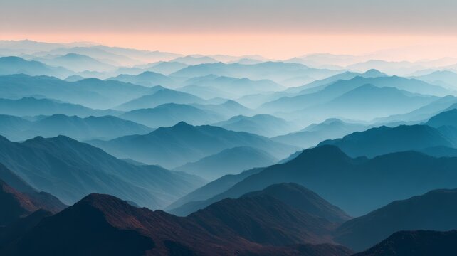 Layered mountain ridges with atmospheric 