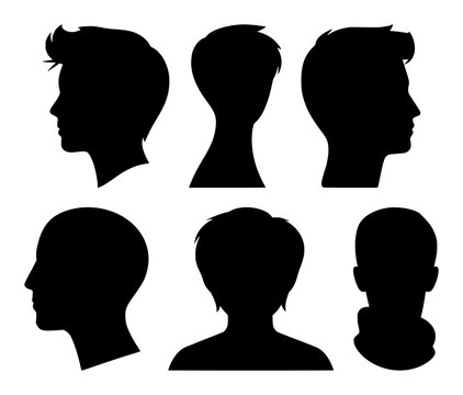 Metaverse avatar head profile set with solid black icon on white background featuring avatar, profile, head, metaverse, icon with black and white and digital