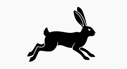 Obraz premium Running hare silhouette vector illustration jumping rabbit profile jumping wild animal graphic.