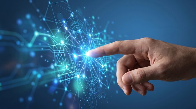 hand touching virtual screen