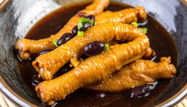 Tender Steamed Chicken Feet in Savory Black Bean Sauce, a Traditional Asian Delicacy
