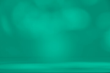 Obraz premium Wall interior background, studio and backdrops show products. with leaf shadow leaf from window color green and white. background for text insertion and presentation of product 